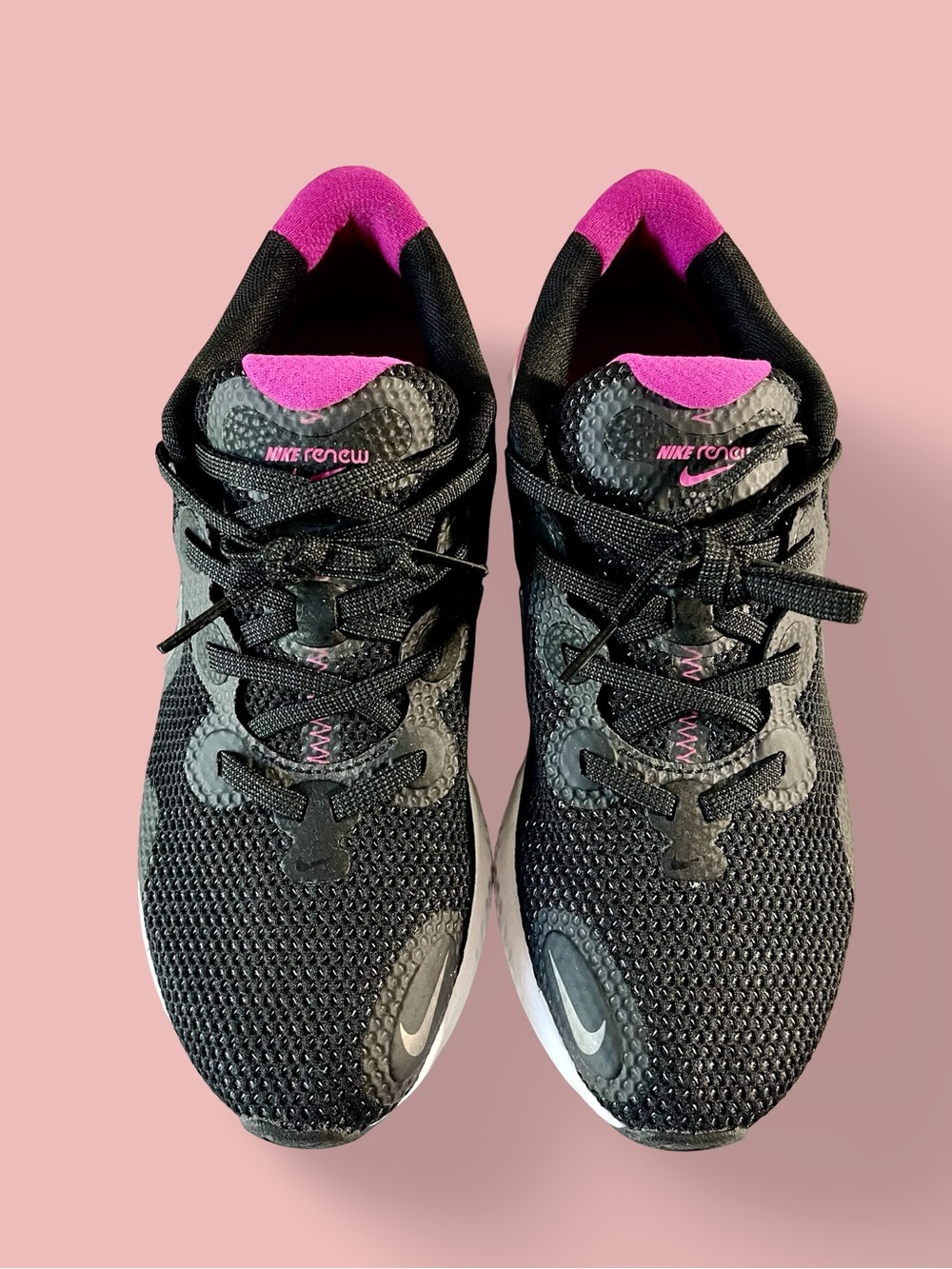 Nike Renew Run Road Running Sneakers Black Pink White CK6360-004 Sz 9.5